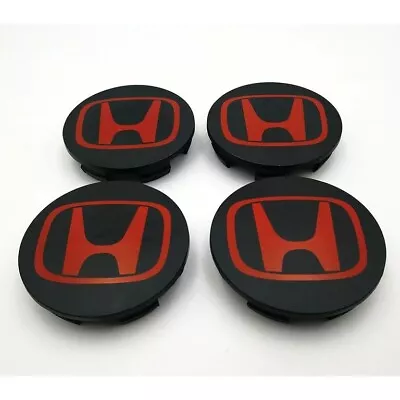 4x Matte Red Black Wheel Centre Caps 68mm For Honda Accord Cr-v Civic Type R UK • £11.20