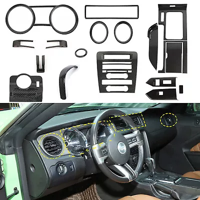 19x Carbon Fiber Interior Set Dash Panel Cover Trim Kit For Ford Mustang 2010-13 • $219.99