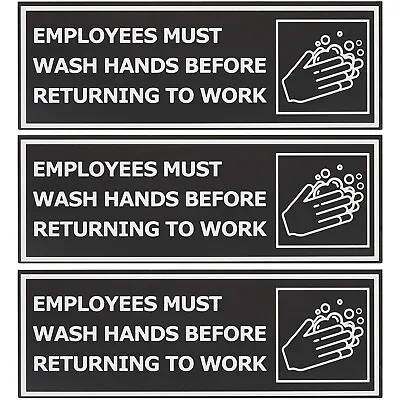 3 Pack Magnetic Employee Must Wash Hands Sign For Office Restaurants 9 X 3 In • $10.89