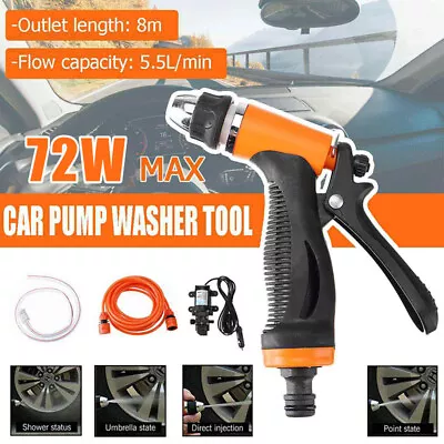 12V Portable High Pressure Car Washer Water Pump + Water Spray Gun + Hose Kit UK • £14.89