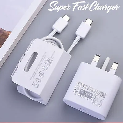 £8.97 • Buy Genuine 25W Super Fast Charger Adapter & USB-C Cable For Samsung Galaxy Phones