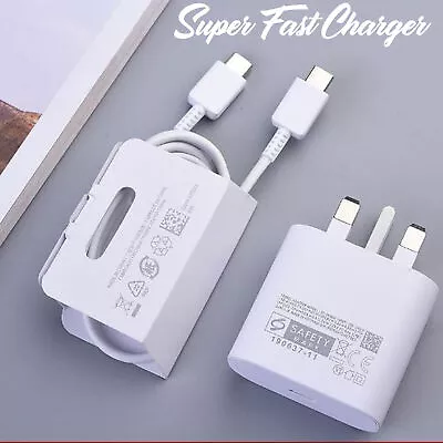 Genuine 25W Super Fast Charger Adapter & USB-C Cable For Samsung Galaxy Phones • £9.97