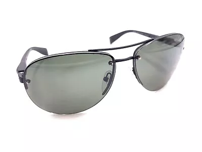 Prada SPS 56M DG0-5X1 Black Half Aviator Sunglasses Gray Lens 62-14 130 Italy • $84.99