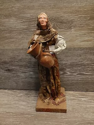 Vintage Handmade Mexican Folk Art Paper Mache Figurine Old Woman With Jug • $24.90