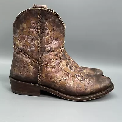 Liberty Black Womens 6.5 Mini Rosa Floral Brown Distressed Cowboy Western Boots • $125.95