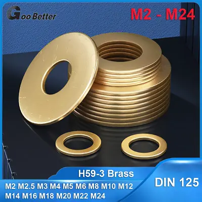 M2-M24 Solid Brass Flat Washer Form A Thick To Fit Bolts & Screws Plain Gasket • £1.50