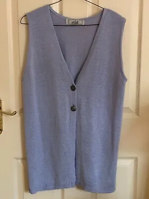 £5 • Buy Ash Lilac Long Tight Knitted Waistcoat With 2 Front Button Fastening Size 14
