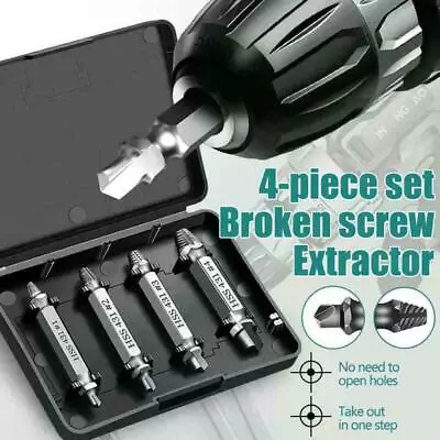 Broken Screw Extractor Remover Set Damaged Bolt Easy Out Stripped Drill Bit Tool • £2.99