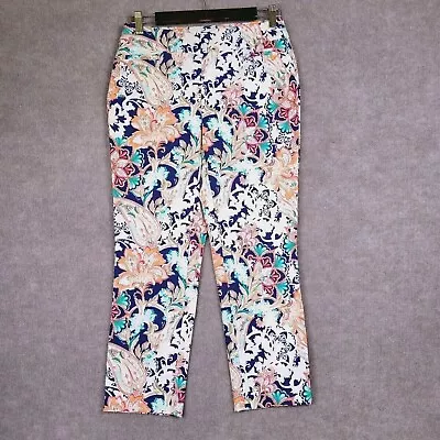 CHICO'S Pants Women's 00 (2) Cropped Straight Pasiley Floral Stretch Pull On • $19.88