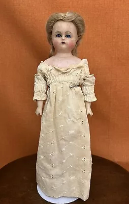 Antique 15  Wax Over Composition Doll Glass Eyes Open Mouth Upper Teeth Wigged! • $24.99
