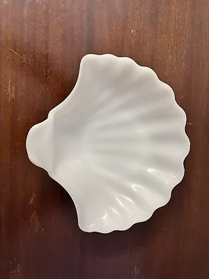 White Milk Glass Sea Shell Dish Vintage Beach Decor For Soap Jewelry Candy • $10