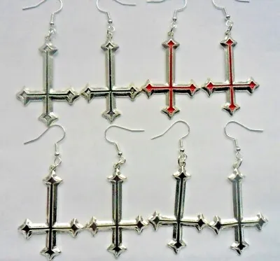 Inverted Cross Large Pendant Earrings    Four To Choose Gothic St Peter • £3.49