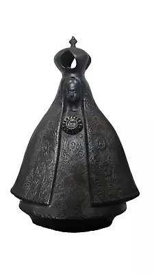 Vintage Oaxacan Madonna Virgin Solitude Statue Black Clay Pottery Folk Art • $29.99