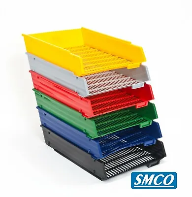 A4 LETTER TRAY Desk Office Filing Sorting STACKABLE TOWER Risers IN OUT By SMCO • £8.27