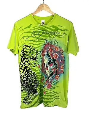 Vintage 00's Ed Hardy Skull Tiger Big Print Graphic Tee Size Medium • $45