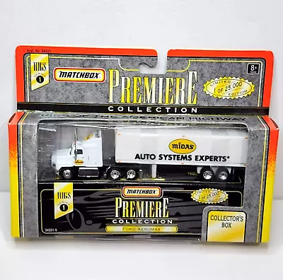 1996 Matchbox Premiere Rigs Series 1 MIB White Ford Aeromax Midas Trailer Truck • $20