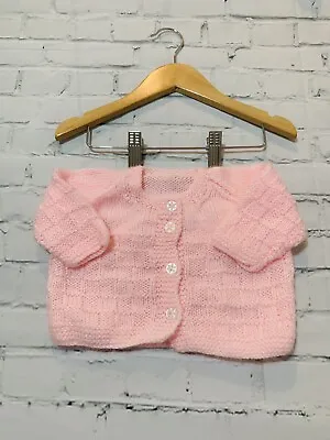 Baby Girls 0-3 Months Clothes Cute Hand Knitted Cardigan *We Combine Postage* • £4.50