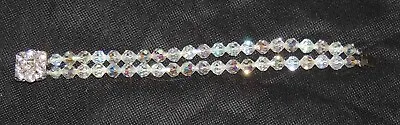  1950's Aurora Borealis Austrian Crystal 2 Strand Bracelet W Rhinestone Clasp • $15