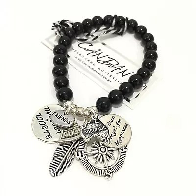 Friendship Compass No Matter Where Australia Souvenir Charms Beaded Bracelet • $24.95