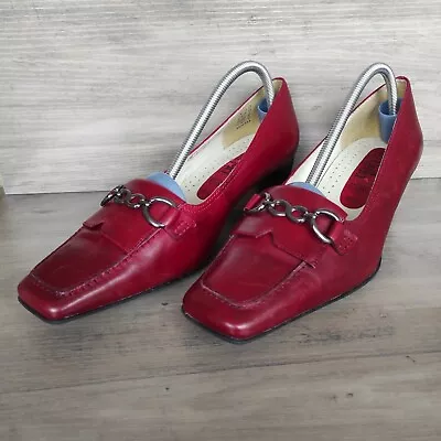 Caprice Loafers Burgundy Red Horse Bit Leather Mod Women's Shoes Size 4.5 UK • £16.85