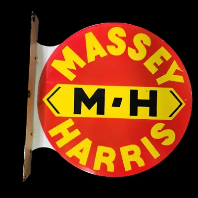 Massey Harris 2 Sided Flange Porcelain Enamel Sign 17.5 X 17 Inches • $119.49