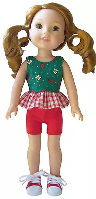£17.51 • Buy For 14.5  WELLIE WISHERS Doll Clothes Red Shorts,Sneaker Shoes, & Ladybug Top