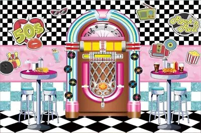 50s Rock N Roll Diner Backdrop Party Decoration Photography Studio Background • £11.87