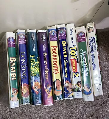 Lot Of 9 WALT DISNEY Filmation MOVIES VHS VIDEO TAPES Pocahontas Snow White Fox • $25