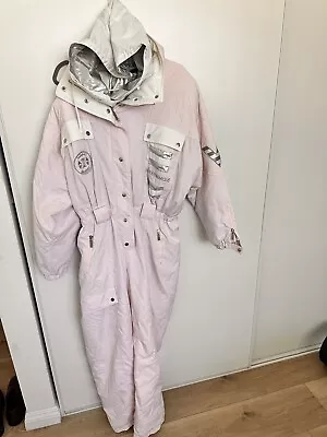 Vintage Retro Head Sports Ski Snow Powder Suit 1980s Womens Large Pink White VG • $74