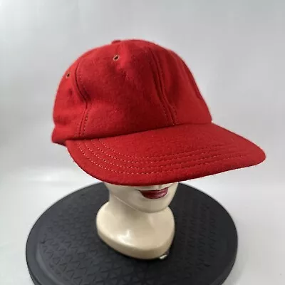 Vintage 60s Wilson Wool Baseball Fitted Hat Cap Made In USA Red Elastic X-LARGE • $30