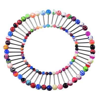 $12.99 • Buy 100 Pcs Tongue Rings Acrylic Candy Assorted 14g Barbells Body Piercing Jewelry