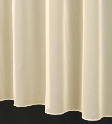 CREAM PLAIN WEIGHTED BOTTOM NET CURTAINS LONG DROPS 70  - 90  X 1-10 METRES WIDE • £7.95