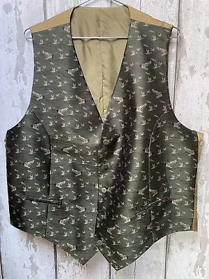 Waistcoat Flying Ducks Country Shooting Hunting Wedding Green Size XL/XXL • £29.99