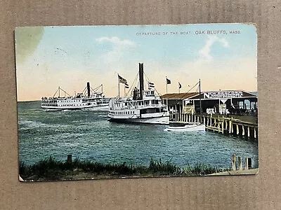 Postcard Oak Bluffs MA Martha’s Vineyard Departure Gay Head Steamboat Boat 1909 • $11.99