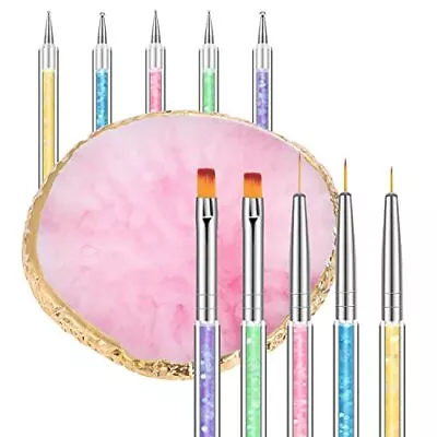 6 Pcs In 1 Set Resin Nail Art Palette With 5 Nail Brushes Nail Tech Supplies  • $13.27