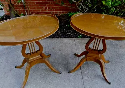 Mersman 1940s Mahogany Side Tables Orig. Glass Tops #6651 • $375