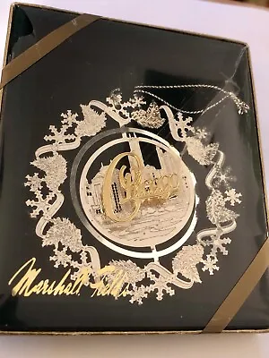 Marshall Fields Silver Gold Finish Chicago Lakefront Christmas Skyline Ornament • $29.95