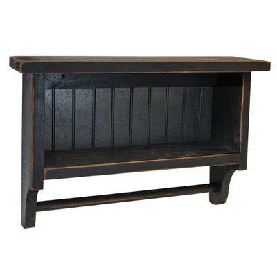$49.99 • Buy New Primitive Farmhouse Rustic BLACK BEADBOARD SHELF WITH TOWEL BAR Hanging