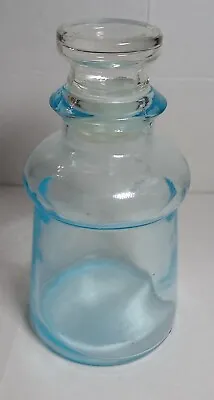 Vintage Ice Blue Small Glass Medicine Bottle Apothecary 4.5  Clear Stopper VGC • $14.19