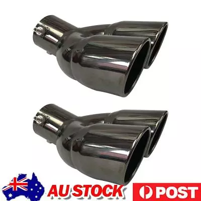 Car Bent Dual Exhaust Tip Bolt-on Slant Cut Tailpipe Muffler Tip Black Titanium • $30.09