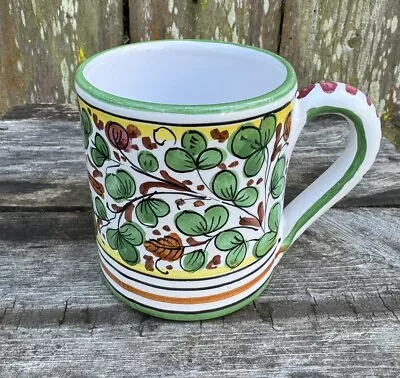 El Prate Deruta Italy Coffee Mug Hand Painted Bird Floral Vintage • $19.99