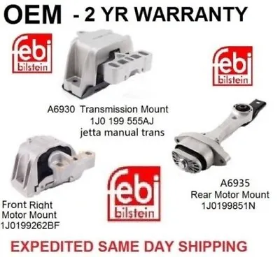 Motor Transmission Mount Set Kit 3pcs For 98-06 VW BEETLE GOLF JETTA 1.8 / 2.0 • $145.54