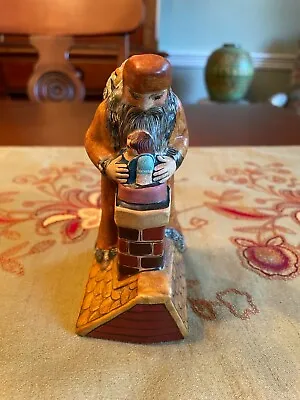$165 • Buy 1995-170 Vaillancourt Folk Art Father Christmas Toys In Chimney 4.5 Inches