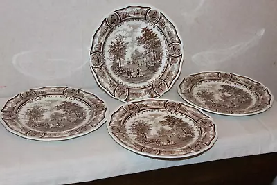 Vintage Meakin Brown Americana Ironstone Dinner Plates - Set Of 4 • $39.99