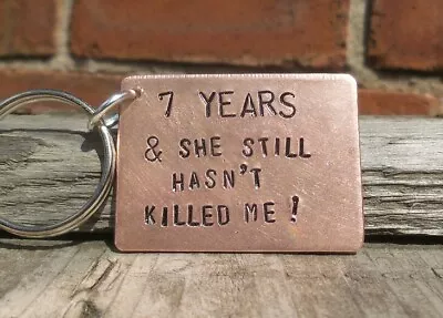 FUNNY 7 YEARS 7th Wedding Anniversary Copper Gifts Husband Keyring Keychain Joke • £12.99