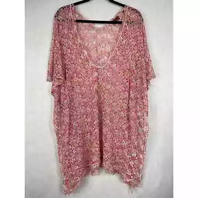 Missoni Mare Kaftan Swim Coverup Open Knit Crochet Pink Cream Size 40 Small Rare • $375.81