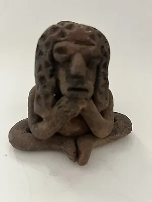 Pre-Columbian Earthen Pottery Shaman Whistle Mayan Headdress Meditating  Works! • $79.95