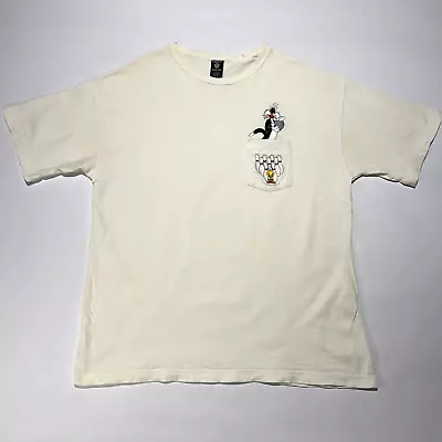 Vintage Warner Bros Tweetie Sylvester Embroidered Pocket T-Shirt Large Bowling • $14.40