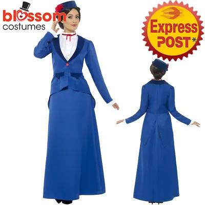 CA351 Victorian Nanny Mary Poppins English Maid Ladies Costume Book Week Dress • $39.29