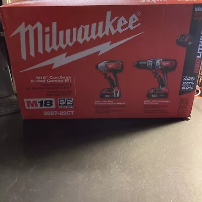 Milwaukee 2697-22CT M18 2-Tool Combo Kit W/ Drill & Impact Driver New • $150